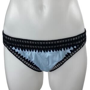 Bar III Be Weave It  Blue Silver Metallic Swimsuit Swimwear Bikini Bottom Size S